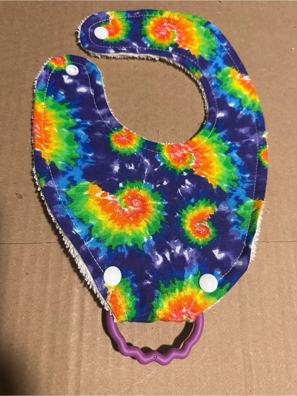 Handmade Tie Dye bib with ring